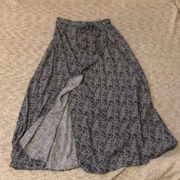 NWT Lulu's Navy Blue Print Wrap Maxi Skirt - Picture 1 of 8